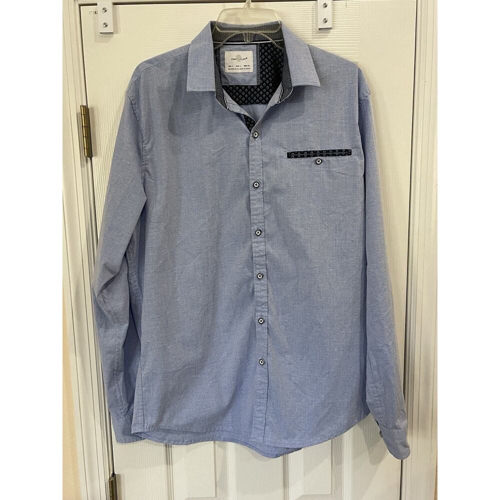 Craft + Flow Men’s Blue Long Sleeve Button Up Shirt Size Large